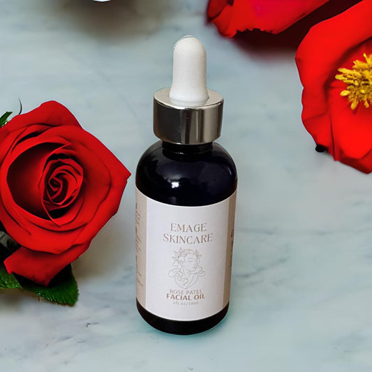 "Get glowing skin with natural and nourishing Formula for a Radiant Complexion with Emage Rose Petal Facial Oil